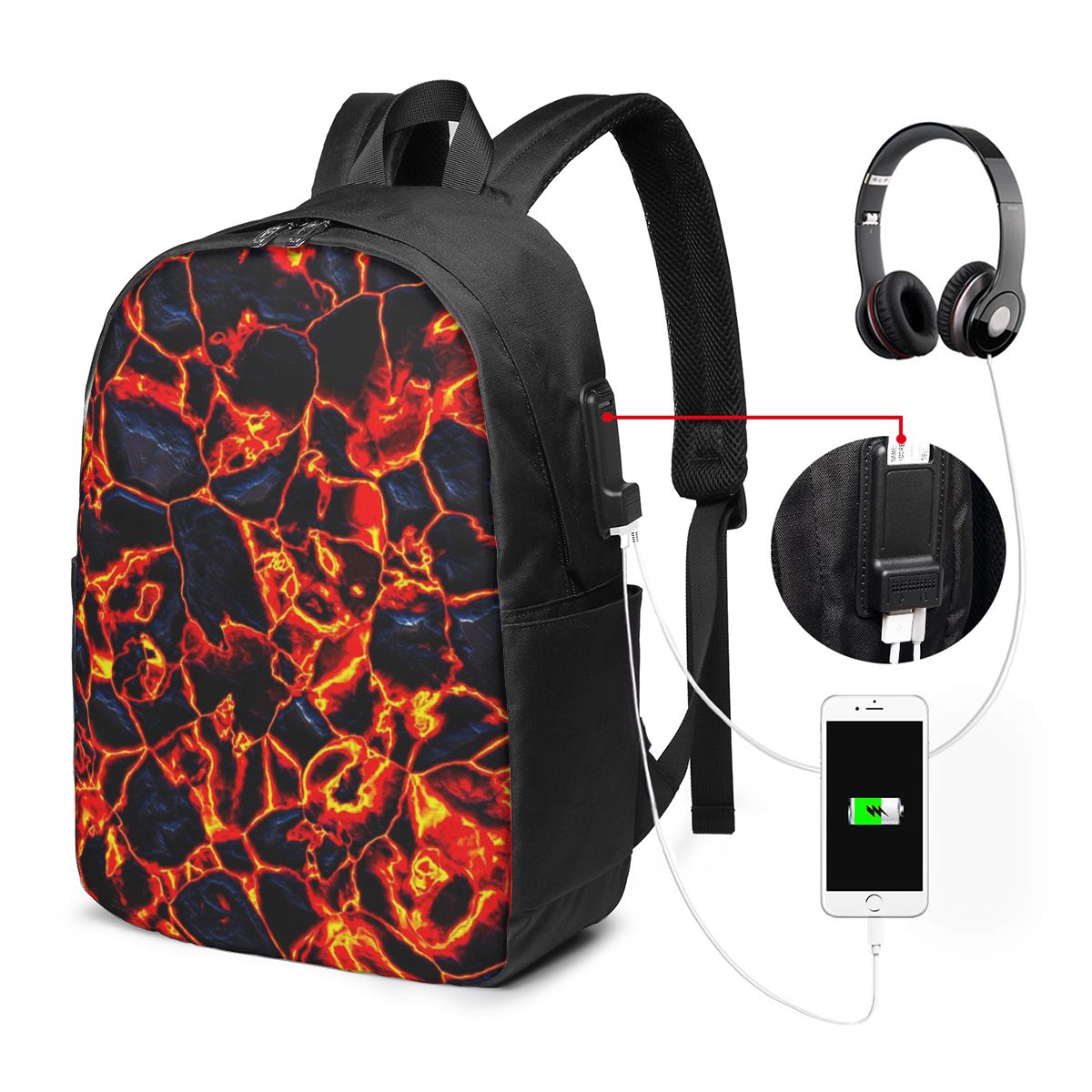 Magma Volcano Lava Fire Backpa - Women Bags For Laptop 评论和价格