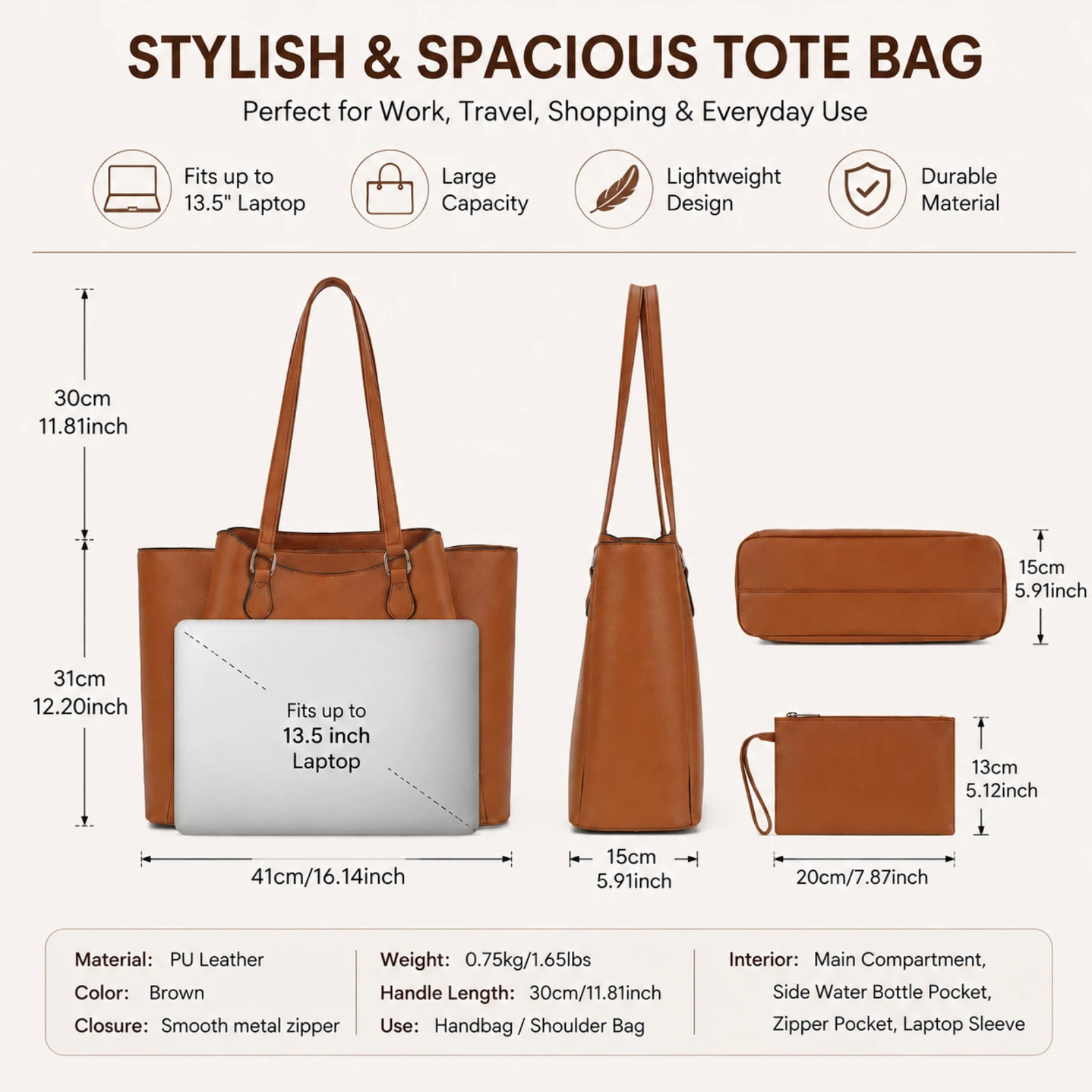 Tote Bag for Women, Large PU L - Women Bags And Purses 评论和价格