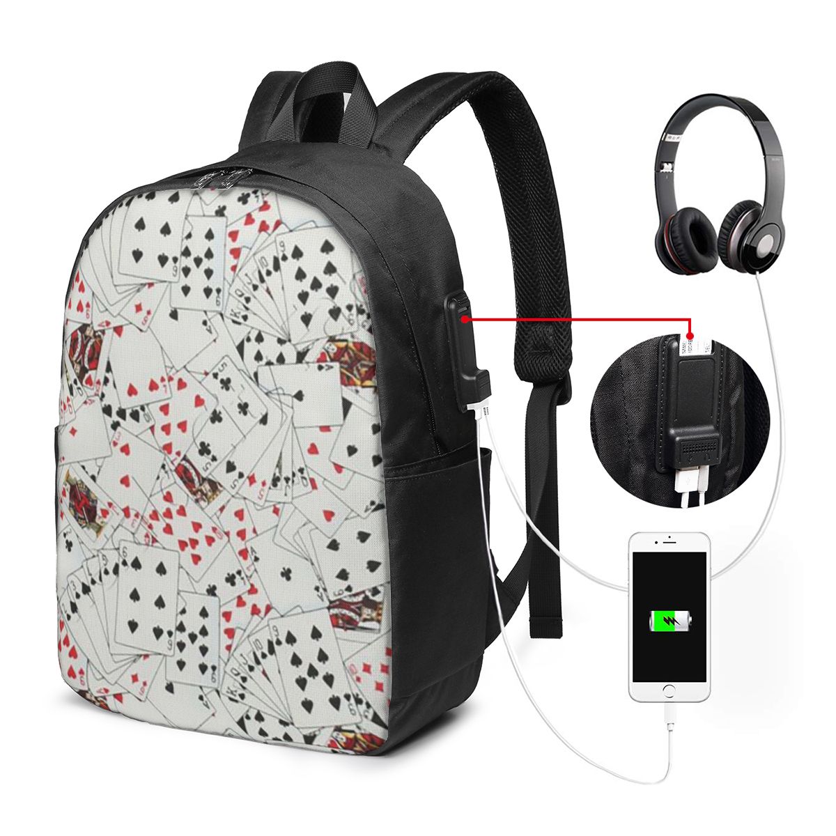 Playing Cards Poker Print Back - Women Bags For Laptop 评论和价格