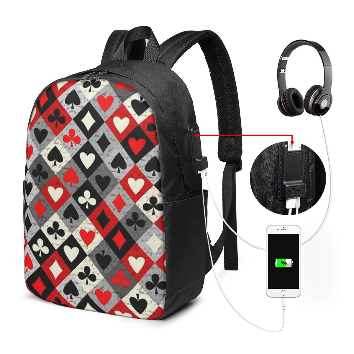 Playing Cards Poker Print Back - Women Bags For Laptop 评论和价格