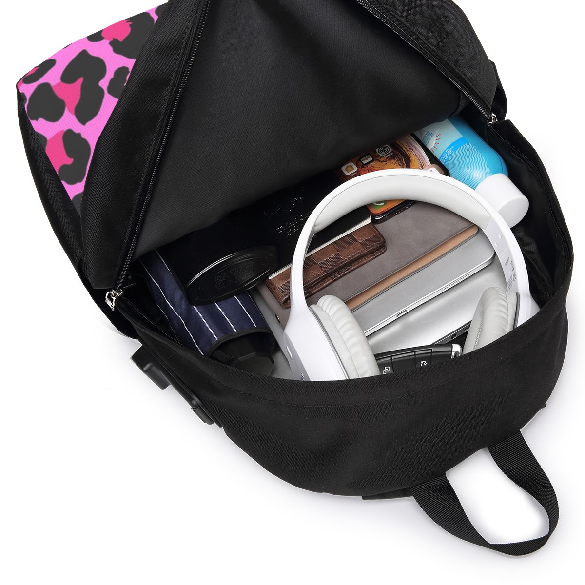 Hot Pink Leopard Print Backpac - Women Bags For Laptop 评论和价格