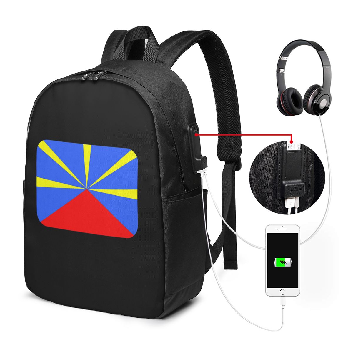 974 Reunion Island Flag Backpa - Women Bags For Laptop 评论和价格