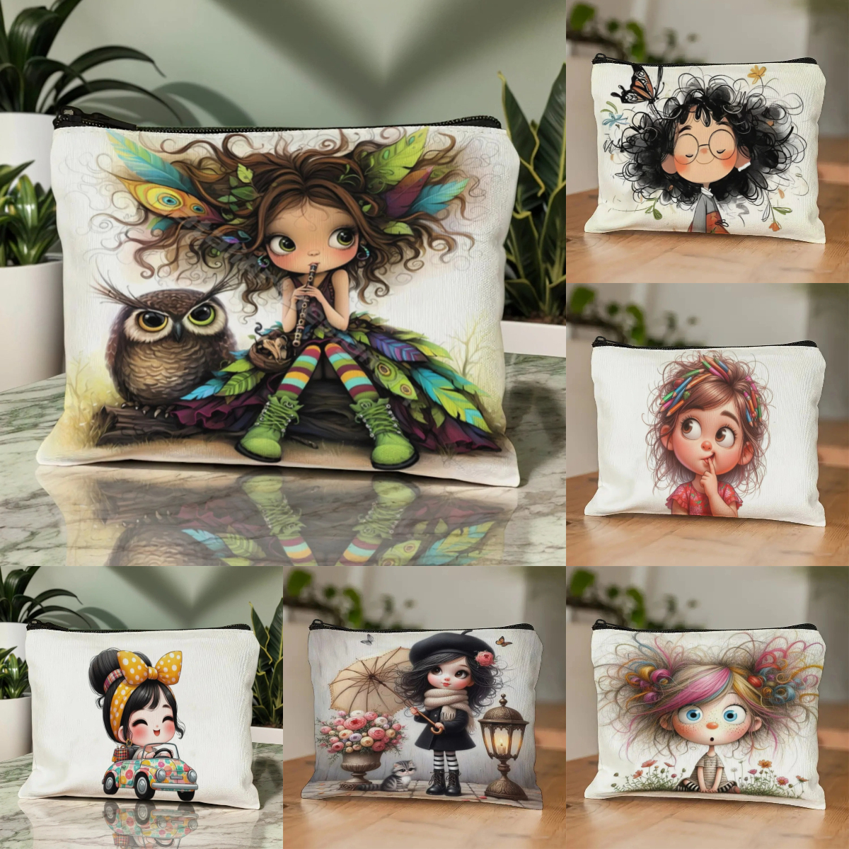 Cartoon Girl Makeup Bag Zipper - Women Bags And Purses 评论和价格