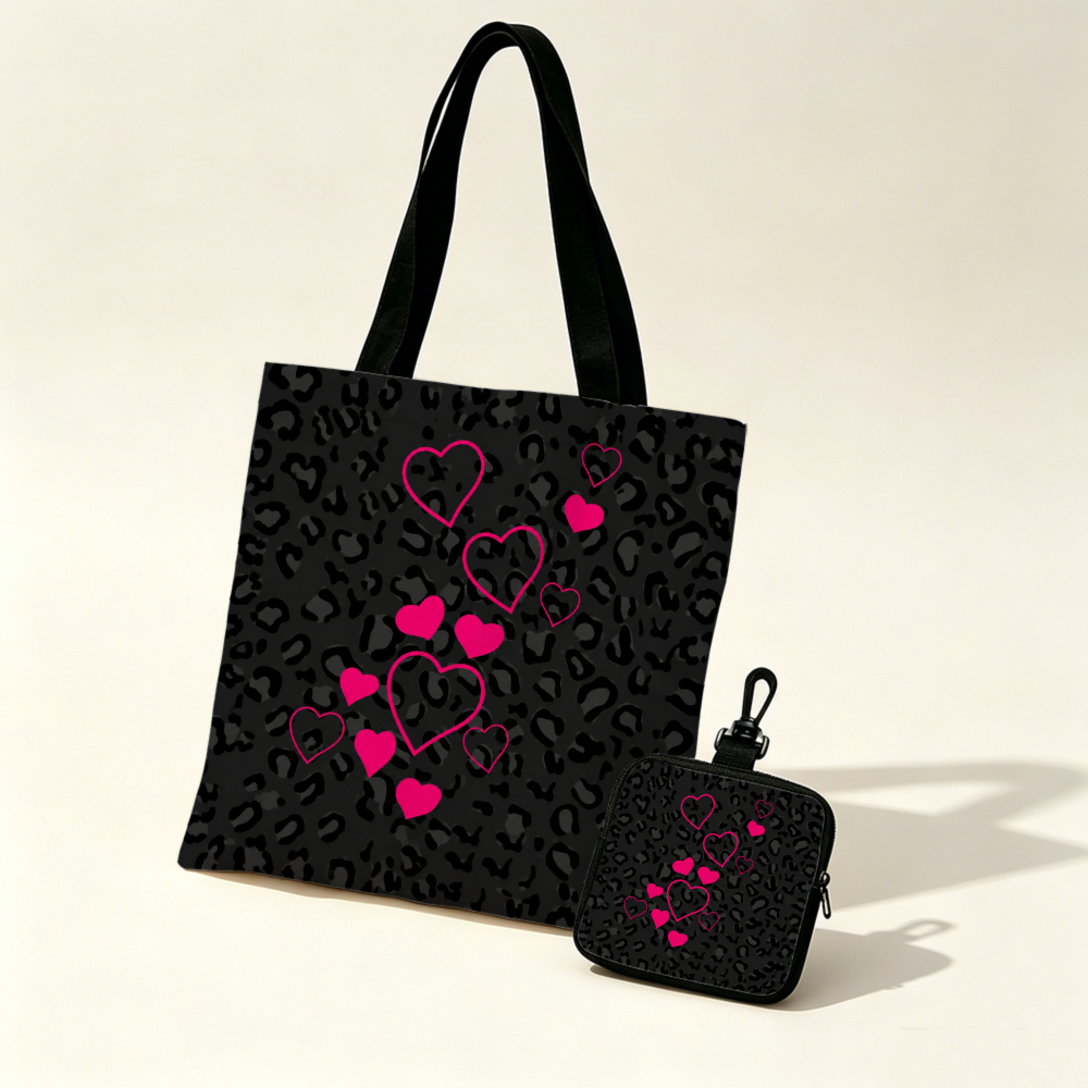 Black Leopard Print Pink Heart - Women Bags And Purses 评论和价格