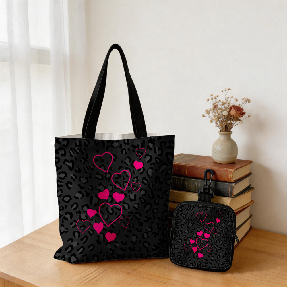 Black Leopard Print Pink Heart - Women Bags And Purses 评论和价格